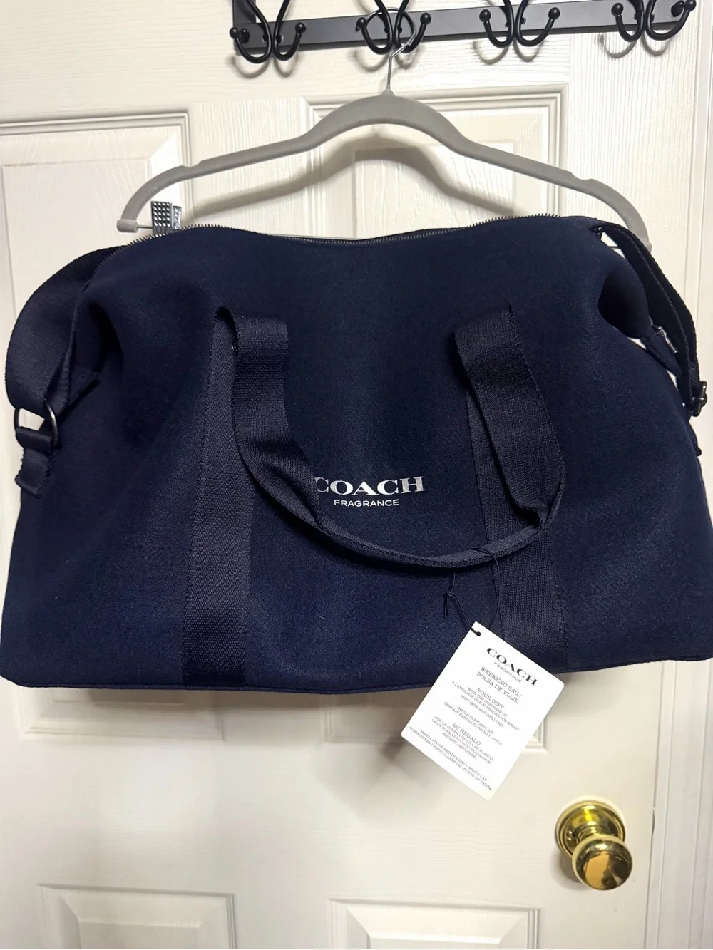 COACH Navy Blue Canvas Duffel with White Logo